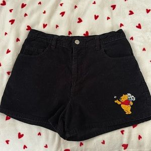 winnie the pooh black corduroy shorts